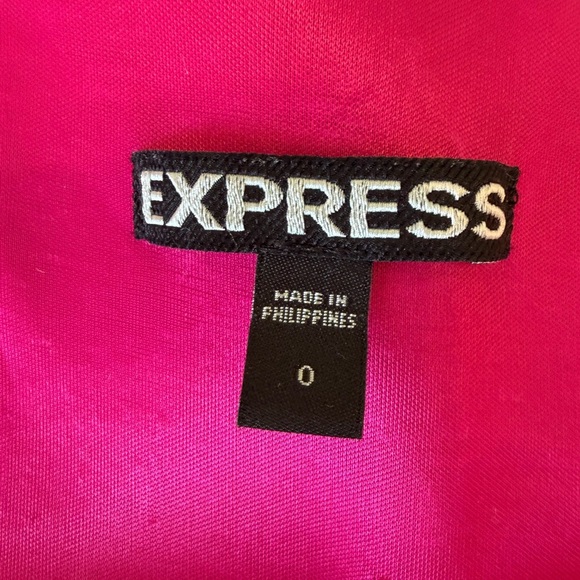 Express Hot Pink Size 0 Dress Ruched Square Neck Mini Dress Sheath Bodycon Zip - Picture 8 of 8